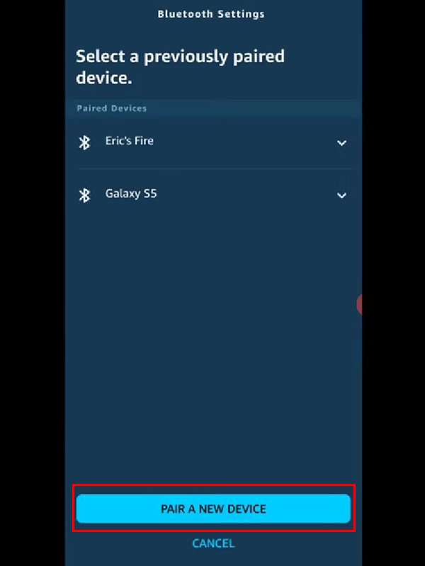 Select the "Pair a new Device" option