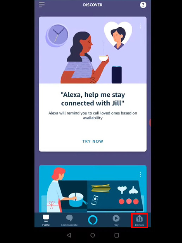 In the Alexa app, tap on "Devices"