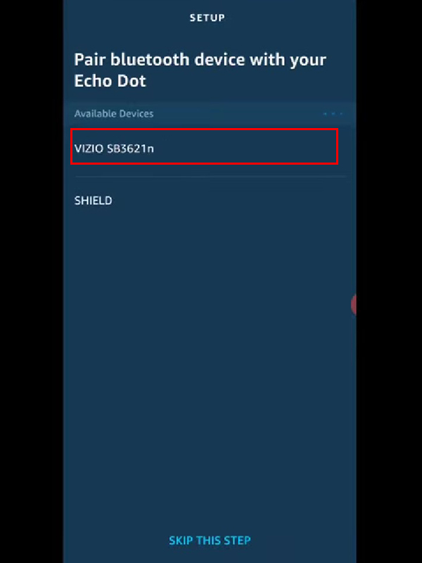Select your Vizio soundbar from the devices available