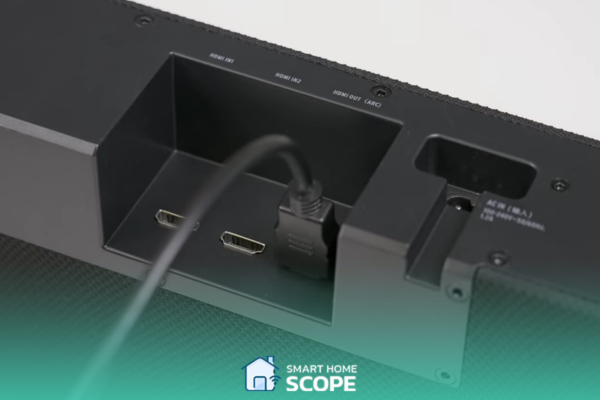 Find the HDMI ARC port on your soundbar and plug one end of the HDMI cable to your TV's HDMI ARC connector