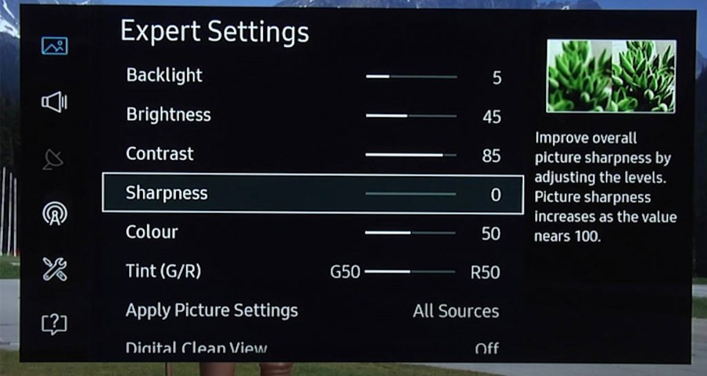 Set the sharpness to a number between 0 and 10