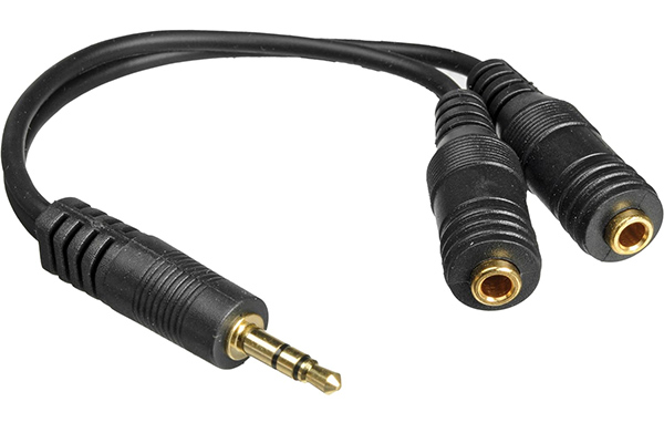 An AUX splitter; this splitter can help you tackle the speaker cut-off issue when pairing your subwoofer using AUX cable