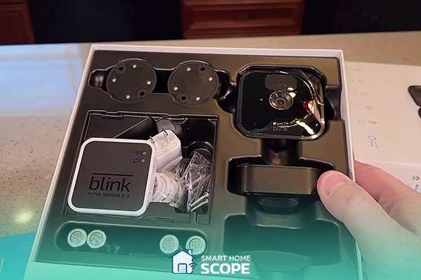Blink camera box includes at least one camera, one sync module and some other items