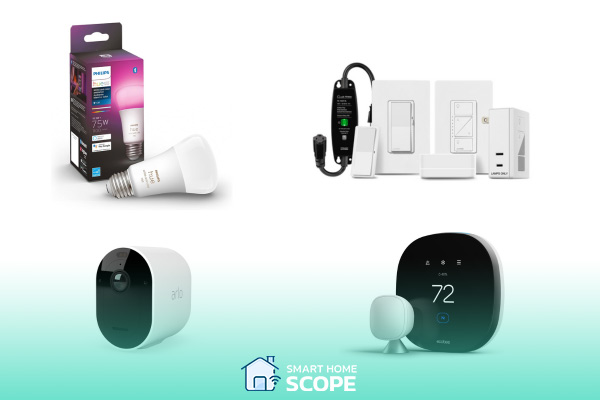 Phillips Hue lights, Caséta wireless switches and plugs,  Arlo cameras, and Ecobee SmartThermostat are some devices used in an offline smart home.