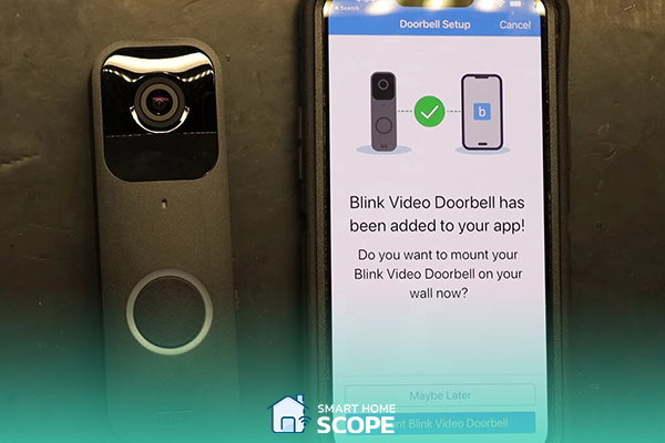 This page appears to announce that the Blink doorbell is successfully added to the app
