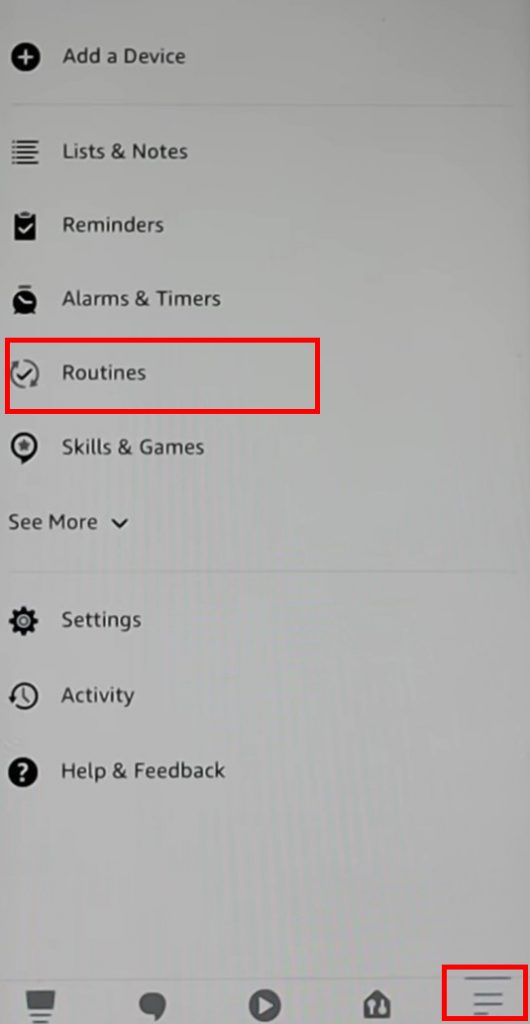 Go to "More", and then "Routines" in the Alexa app.