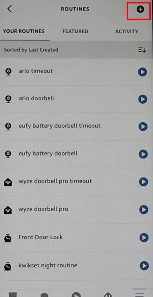 Add a new Alexa routine for Blink doorbell by tapping on the "+" symbol.
