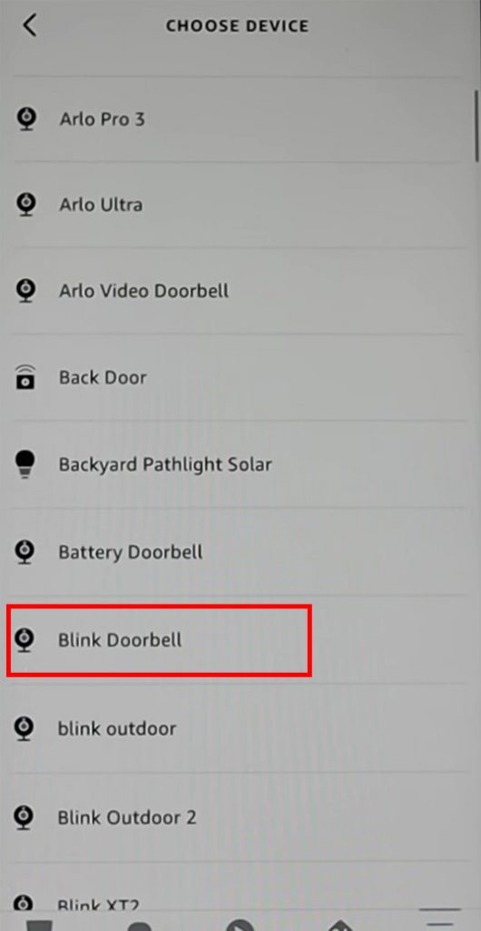 Scroll down to find your Blink doorbell