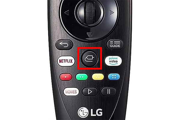 The input button on LG TVs' remote is labeled with a plug sign